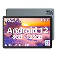 jumper 10 Inch Tablet, 2.0GHz Octa-Core CPU, 8GB RAM 128GB Storage, Android 12 Tablets with FHD IPS Touch Screen, 13+5MP Dual Camera, Stereo Speaker, 5G WiFi, BT5.0, GPS, 6000mAh Battery.