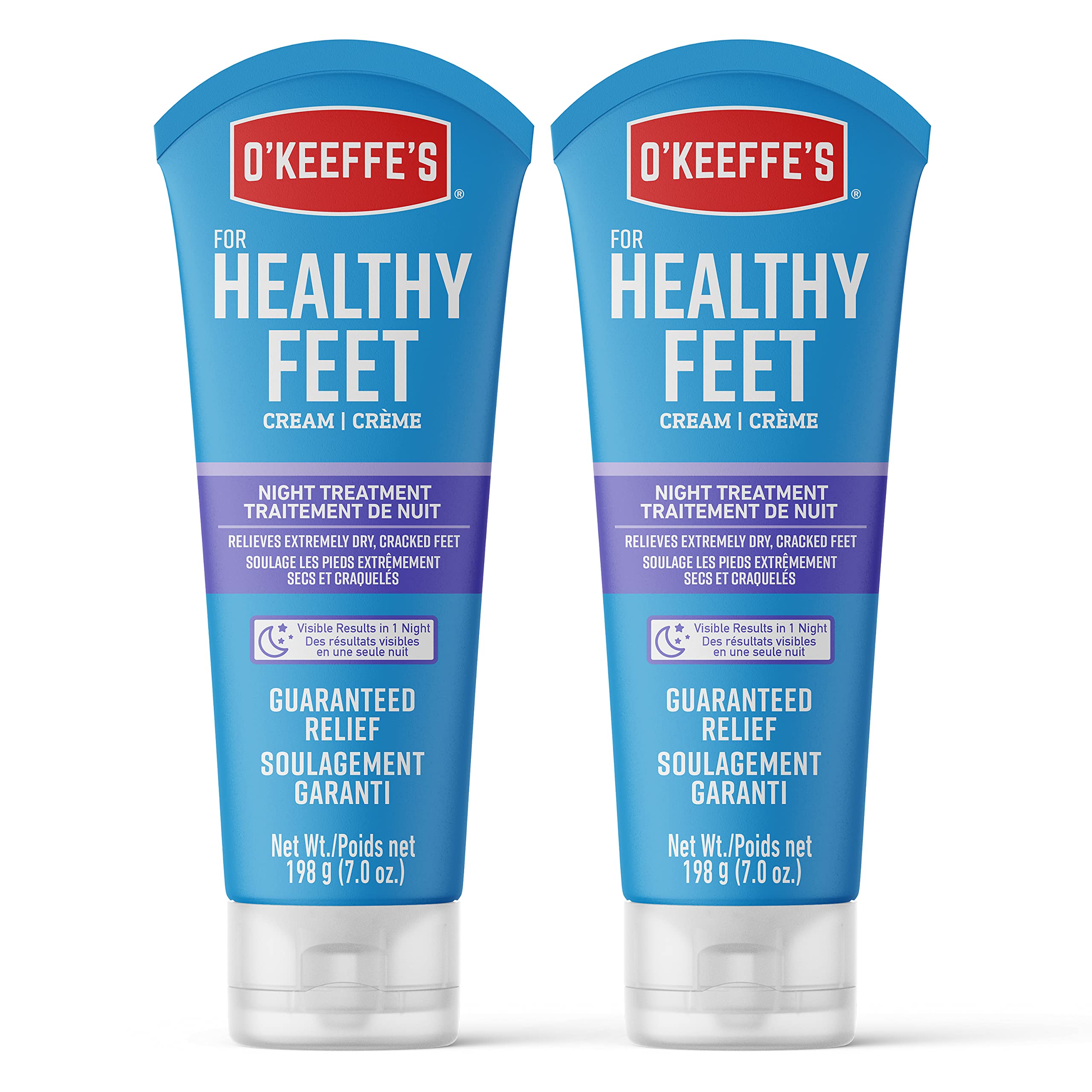 O'Keeffe's for Healthy Feet Night Treatment Foot Cream, Guaranteed Relief for Extremely Dry, Cracked Feet, Visible Results in 1 Night, 7.0 Ounce Tube, (Pack of 2)