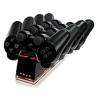 PS3 Quad Charging Dock charges up to four PS3 controllers simultaneously. LEDs help monitor charge status