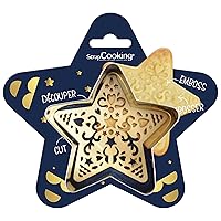 2090 Star Wooden Cookie Cutter Kit with Embosser in Stainless Steel for Embossed Biscuits - Mould for Sandy Pastry Accessories