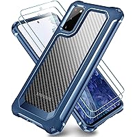 SUPBEC Galaxy S20 Case, Slim Carbon Fiber Shockproof Protective Cover with Screen Protector [x2] [Military Grade Drop Protection] [Anti Scratch&Fingerprint], Samsung S20 Case, 6.2