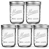 SEWANTA Wide Mouth Mason Jars 16 oz With mason jar lids and Bands, mason jars 16 oz - For Canning, Fermenting, Pickling - Jar Décor - Microwave/Freeze/Dishwasher Safe. (8)
