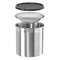 Oggi Stainless Steel Jumbo Grease Container with Removable Strainer and Snug Lid. Perfect container for fryer oil, bacon drippings, lard and ghee oil. Large capacity can - 1 Gall / 4 Qt / 3.75 Lt