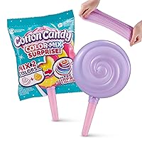 Oosh Slime Cotton Candy Color Mix Surprise by ZURU (Pink Handle Purple Slime) Scented, Fluffy, Soft, Stretchy, Stress Relief, Party Favors, Non-Stick, Purple Lolipop and Pink Handle