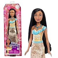 Mattel Disney Princess Pochontas Fashion Doll, Sparkling Look with Black Hair, Brown Eyes & Necklace Accessory