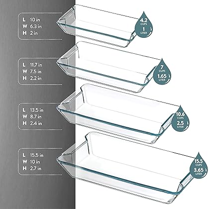 Superior Glass Casserole Dish Set - 4-Piece Rectangular Bakeware Set, Modern Unique Design Glass Baking-Dish Set - Grip Handles for Easy Carry from Hot Oven To Table, Nesting for Space-Saving Storage.