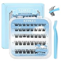 KevKev Self Adhesive Eyelashes 40Pcs Press On Lashes No Glue Needed Self Adhesive Lash Clusters Reusable Pre-Glued Eyelashes with Tweezers DIY Lash Extension Kit for Beginners (Blizzard, D-10-18mix)