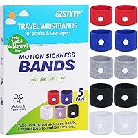 5 Pairs Motion Sickness Bands Adults Travel Essentials sea Sickness Wristbands for Kids Cruise Ship Vacation Nausea Relief for Pregnant Women Morning Sickness Relief Acupressure Wristband