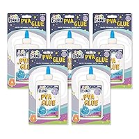 240 ml X Pack of 5 - White Strong, Tacky PVA All Purpose Glue for Kids Art, Toddler Craft & Craft Box Refill, School Supplies, Woodwork, Home, DIY, for Paper, Wood, Craft Materials