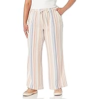 Briggs New York Women's Linen Pull on Wide Leg Pant