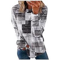 Women's 2023 Round Neck T-Shirts Floral Print Long Sleeve Casual Flannel Fall Blouses Fashion Loose Fit Shirts