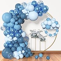 Amandir 153pcs Blue Balloon Garland Arch Kit, Different Sizes 18 12 10 5 inch Blue Latex Metallic Confetti Blue Balloons for Boys Birthday Baby Shower Ocean Theme Party Anniversary Decoration Supplies