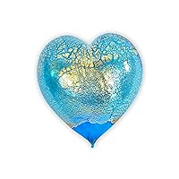 Handmade Murano Glass Blown Heart Figurine, 1 PCS, Turquoise, 3.5