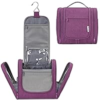 Narwey Large Hanging Toiletry Bag for Women Travel Makeup Bag Organizer Toiletries Bag Dry Wet Separation (Dark Purple)