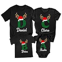 Christmas Initial Name Buffalo Plaid Shirt Matching Family T-Shirt