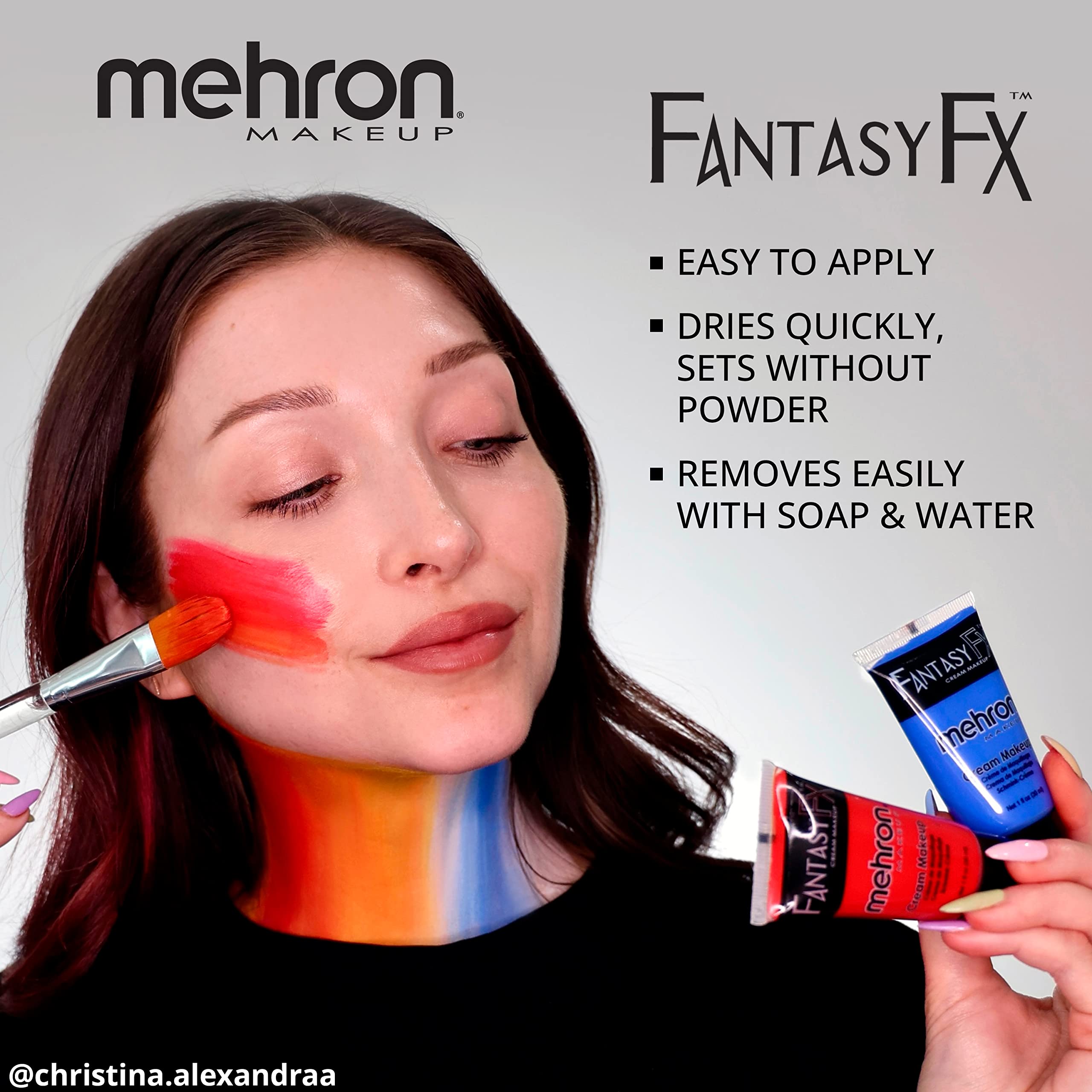 Mehron Makeup Fantasy FX Cream Makeup | Water Based Halloween Makeup | Red Face Paint & Body Paint For Adults 1 fl oz (30ml) (RED)