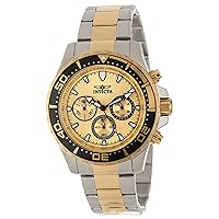Invicta Men's 12916 Pro Diver Chronograph Gold Tone Textured Dial Two Tone Stainless Steel Watch