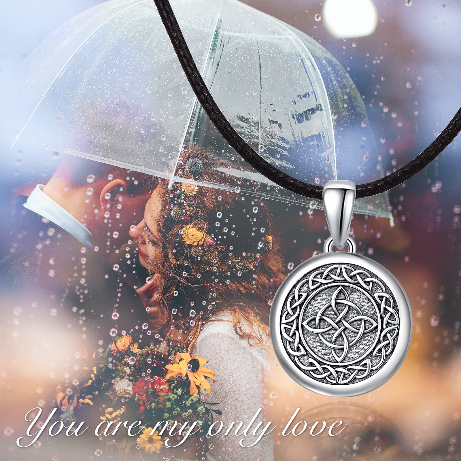 Irish Jewelry for Men Women Girls Locket Necklace Photo Lockets that Hold Picture Personalized Father's Day Gift Dad Custom Celtic Locket Sterling Silver Good Luck Irish Viking Wiccan Jewelry Gifts