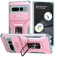 Heavy Duty Case Compatible with Google Pixel 7 Pro Case with Slide Camera Cover, Metal Ring Kickstand, Military Grade Shockproof Protective Case Rugged Full-Body Protection Phone Case Cover (Color :