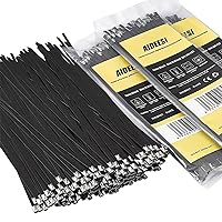 Metal Zip Ties 100pcs, 11.8 inches 304 Stainless Steel multi-purpose self-locking cable ties for machinery,vehicles, farms, pipes, roofs, cables, and outdoor, secure and durable solutions (Black)