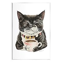 Stupell Industries Smiling Cat & Coffee Mug Wall Plaque Art Design by Holly Simental