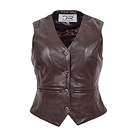 DR212 Women's Classic Leather Waistcoat Brown