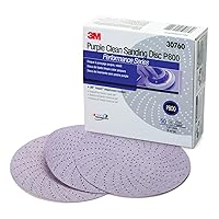 3M Hookit Purple Clean Sanding Abrasive Disc 30761, 6 in, 600+ Grade, Pack of 50 Discs, Virtually Dust-Free, High Performance, Long Lasting, Multi-Hole Pattern, Feather Edging, Stock Removal