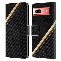 Head Case Designs Officially Licensed Alyn Spiller Gold Carbon Fiber Leather Book Wallet Case Cover Compatible with Google Pixel 7a