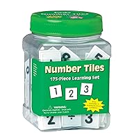 Eureka Tub of Numbers Math Tiles, Back to School Classroom Supplies Educational Toy, 1'' x 1'', 175 pc