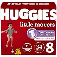 Huggies Size 8 Diapers, Little Movers Baby Diapers, Size 8 (46+ lbs), 34 Count
