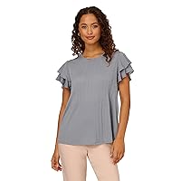 Adrianna Papell Women's Pleated Knit Double Sleeve Top