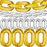 Silver Chain Balloons - 16 Inch, Pack of 30 and Big Gold Chain Balloons - Pack of 22 | Chain Balloons Gold for 90s Party Decorations | Silver Chain Link Balloons, Notorious One Birthday Decorations