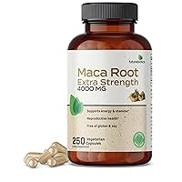 Maca Root Extra Strength 4000 MG Supports Energy, Stamina & Reproductive Health, Non-GMO, 250 Vegetarian Capsules