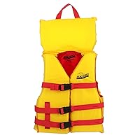 Seachoice Type II Deluxe Adjustable Boat Vest w/Grab Handle, Bright Yellow and Red, Youth, 50-90 Lbs.
