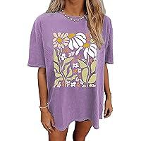 Wildflowers Shirt for Women Oversized Floral T Shirts Inspirational Graphic Tees Flower Plant Shirts Tops