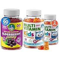 Kids Multivitamin Gummies 14 Essential Vitamins and Elderberry Gummies for Kids and Adults Vitamin A, C, D, E Vegetarian B6 & B12, Zinc, Biotin Gummy Multivitamins for Children + Immune support