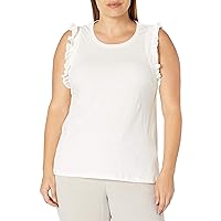 City Chic Women's Apparel Women's Plus Size Simple Relaxed T-Shirt with Frill Sleeve Trim Detail