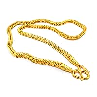 Braid Necklace Gold Chain 26 Inch,65 Grams 22K 23K 24K Thai Baht Yellow Gold Plated For Men,Women Jewelry Amulet Necklace,Buddha Necklace