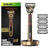 Gillette Labs Heated Razor Gold Edition - 1 Handle, 5 Blade Refills, 1 Charging Dock