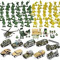 TOY Life Plastic Army Men Plus Die Cast Military Toy Vehicles Play Set - 95 Pieces Army Toys with Army Cars and Helicopter Toy
