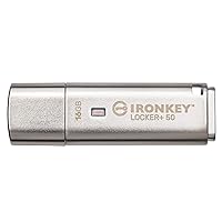 Kingston Ironkey Locker+ 50 16GB Encrypted USB Flash Drive | USB 3.2 Gen 1 | XTS-AES Protection | Multi-Password Security Options | Automatic Cloud Backup | Metal Casing | IKLP50/16GB,Silver