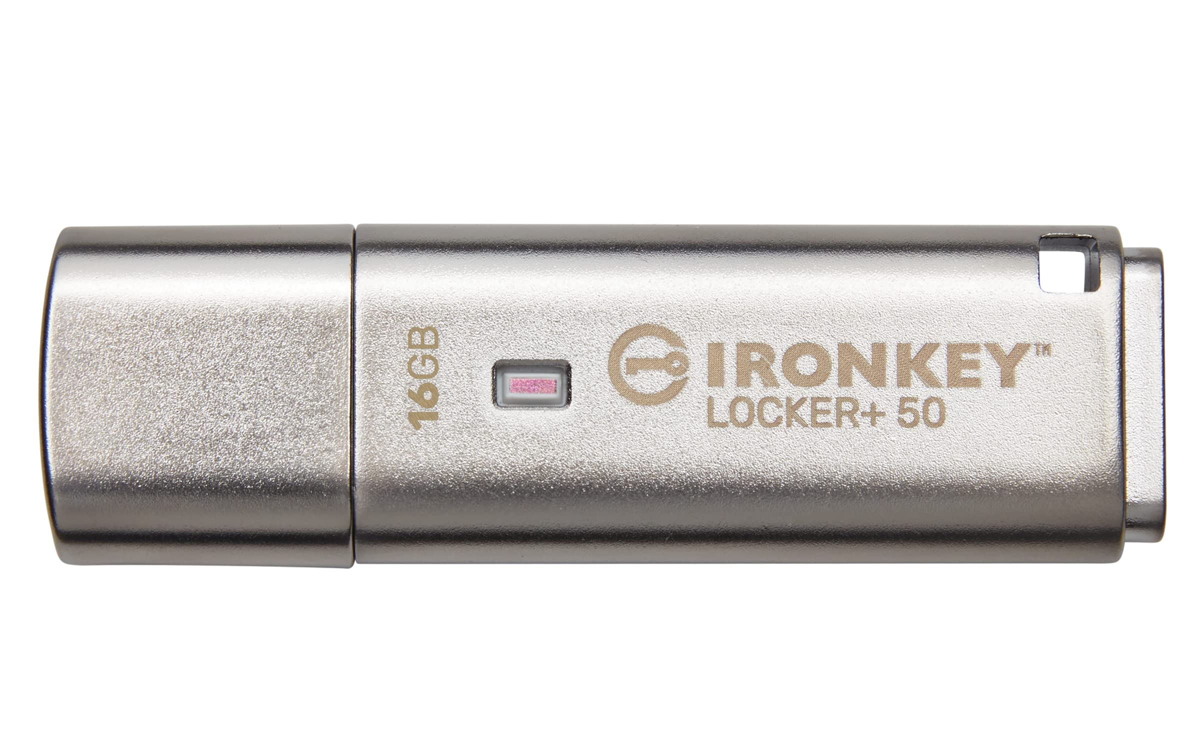 Kingston Ironkey Locker+ 50 16GB Encrypted USB Flash Drive | USB 3.2 Gen 1 | XTS-AES Protection | Multi-Password Security Options | Automatic Cloud Backup | Metal Casing | IKLP50/16GB