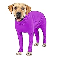 Etdane Dog Onesie After Surgery Pet Surgical Recovery Suit Anti Shedding Bodysuit for Female Male Dog Long Sleeve Claming Pajamas with Legs Purple/L