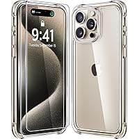 Mkeke for iPhone 15 Pro Max Case Clear, [Not-Yellowing] with 2X Screen Protector, [Military-Grade Drop Protection] Shockproof Protective Phone Cases 2023
