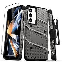 ZIZO Bolt Bundle for Galaxy S23 Plus Case with Screen Protector Kickstand Holster Lanyard - Gun Metal Gray