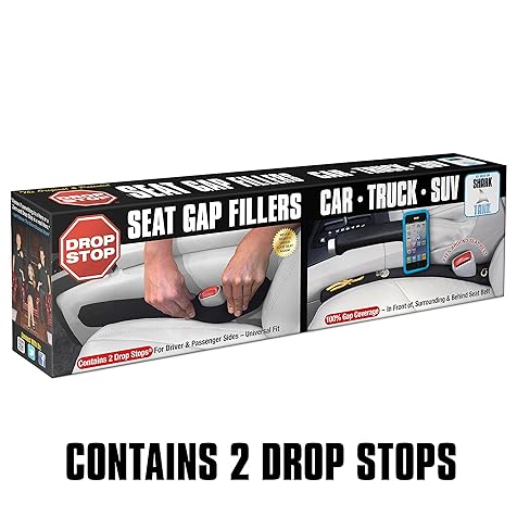 The Original Patented Car Seat Gap Filler (As Seen On Shark Tank) - Between Seats Console Organizer, Set of 2 and Slide Free Pad and Light