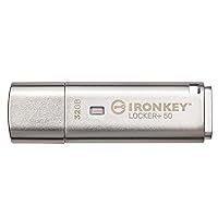 Kingston Ironkey Locker+ 50 32GB Encrypted USB Flash Drive | USB 3.2 Gen 1 | XTS-AES Protection | Multi-Password Security Options | Automatic Cloud Backup | Metal Casing | IKLP50/32GB,Silver