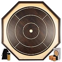The Walnut Crokinole Board for Beginners - Walnut and Maple Melamine, CNC Engraved Lines, Fast and Water Resistant Playing Surface