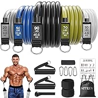 240lbs Heavy Resistance Bands for Working Out, NITEEN Resistance Bands with Handles Weight Exercise Bands for Men Women,Workout Bands with Door Anchor and Ankle Straps Strength Training Equipment