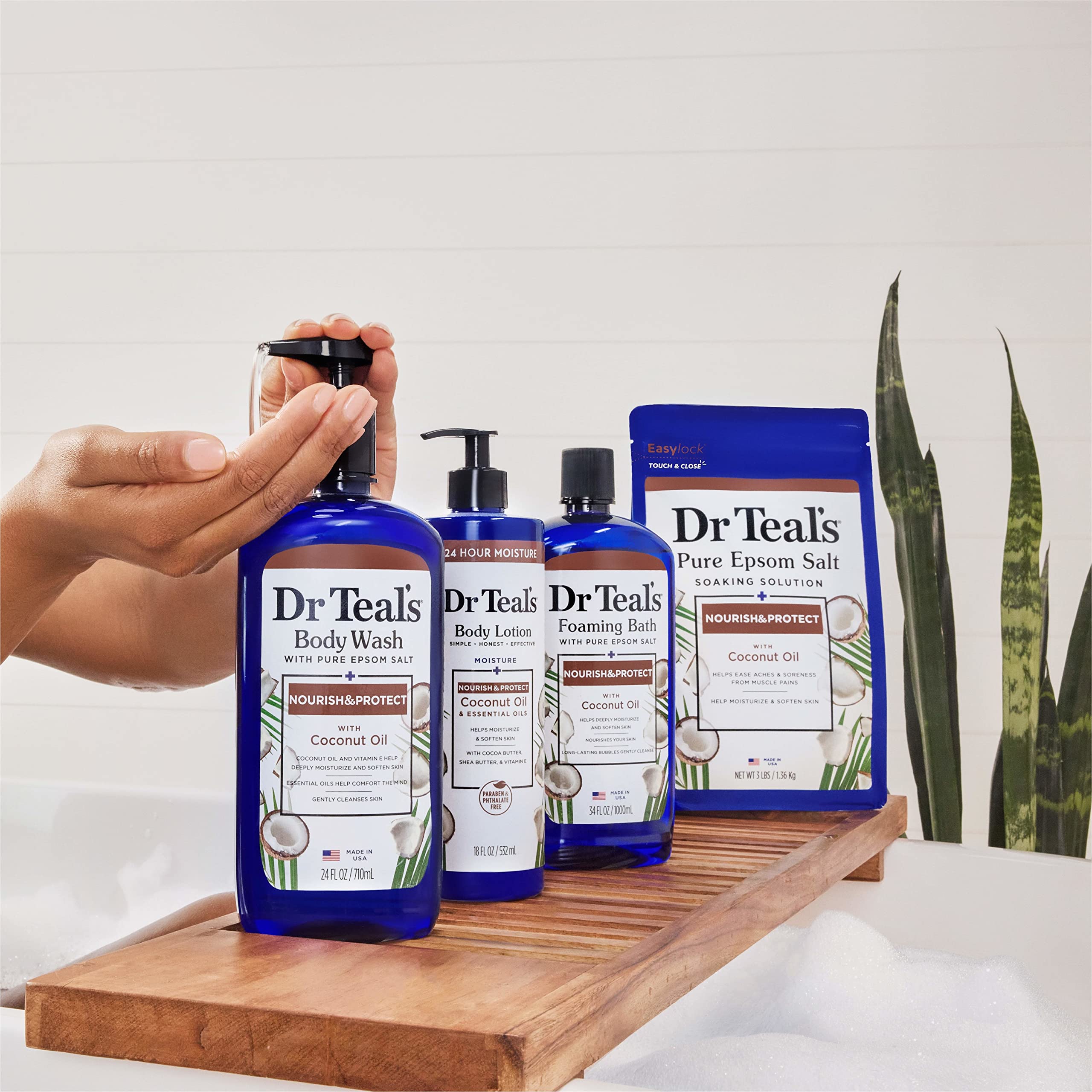 Dr Teal's Pure Epsom Salt Soak, Nourish & Protect with Coconut Oil, 3 lbs (Packaging May Vary)